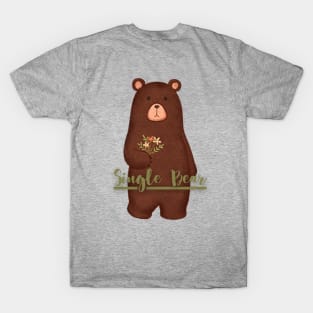 Single Bear holding flowers T-Shirt